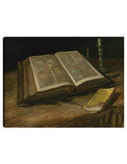 Foto 1 | Foto 1 | Cuadro Decorativo - Naturaleza Muerta Con Biblia (1885)- Vincent Van Gogh - Religión - 46x61 - Impresión En Lienzo - Fine Art Tj