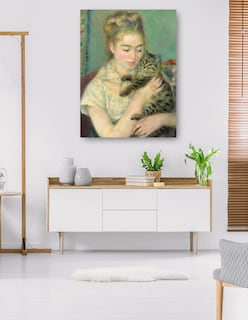 Foto 5 | Foto 5 | Cuadro Decorativo - Mujer Con Un Gato- Pierre-auguste Renoir - Fotografía - 28x36 - Impresión En Lienzo - Fine Art Tj