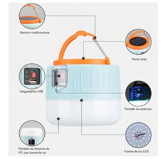 Foto 3 | Foto 3 | Lámpara de Campismo Led Solar Impermeable