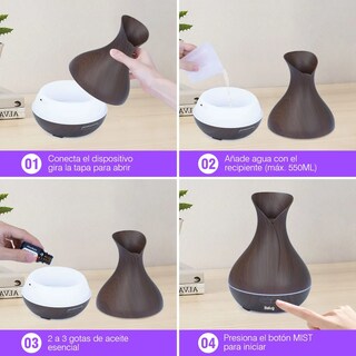 Foto 4 | Foto 4 | Humidificador Difusor Ultrasónico 400ml Luces Control Remoto Chocolate Oscuro