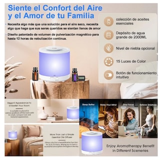 Foto 4 | Foto 4 | Humidificador Difusor Aromaterapia De Aroma Aceites 1800ml Blanco