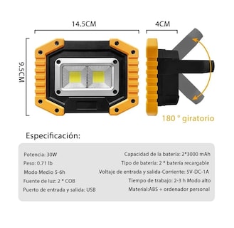 Foto 3 | Foto 3 | Lámpara Recargable de Trabajo Eo Safe Imports ESI-602 color Naranja Tipo Led