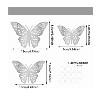 Foto 4 | Foto 4 | 12 Espejos de Pared Decorativos + 12 Mariposas Belug Plateados y Dorados Acrílico 3D