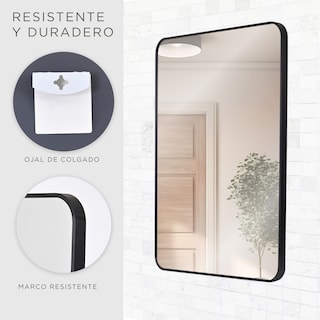 Foto 4 | Foto 4 | Espejo Rectangular Gravita con Marco de Aluminio Negro Mate