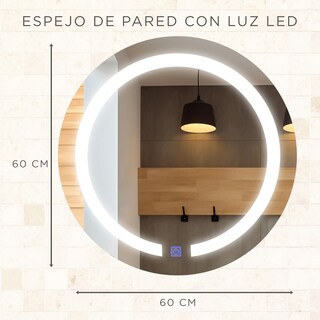 Foto 5 | Foto 5 | Espejo Redondo con Luz Led Gravita 60 cm