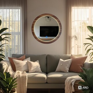 Foto 2 | Foto 2 | Espejo Decorativo de Pared con Luz LED Redondo de Madera ARD GLG Oak 60 cm 3 Tonos Regulables