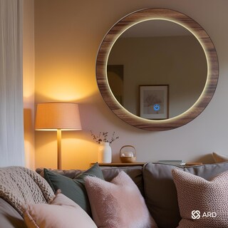 Foto 4 | Foto 4 | Espejo Decorativo de Pared con Luz LED Redondo de Madera ARD GLG Oak 60 cm 3 Tonos Regulables