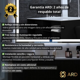 Foto 7 | Foto 7 | Espejo Decorativo de Pared con Luz LED Redondo de Madera ARD GLG Oak 60 cm 3 Tonos Regulables