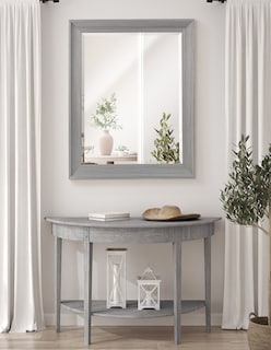 Foto 2 | Foto 2 | Espejo Decorativo Con Marco De Madera Flotante De Transición Gris
