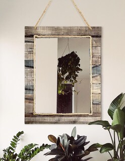 Foto 2 | Foto 2 | Espejo Rectangular Rústico De Tablón De Madera Con Cuerda Incrustada