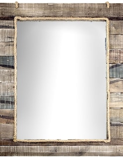 Foto 5 | Foto 5 | Espejo Rectangular Rústico De Tablón De Madera Con Cuerda Incrustada