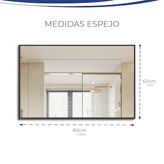 Foto 5 | Foto 5 | Espejo Rectangular Con Marco De Aluminio Color Negro Mate De 60x80cm, Marca Gravita
