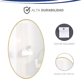 Foto 7 | Foto 7 | Espejo Ovalado Con Marco De Aluminio Color Dorado De 60x80cm Marca Gravita