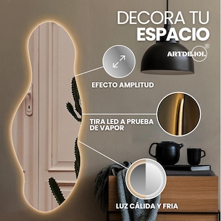 Foto 3 | Foto 3 | Espejo Con Luz Led Cálida Decorativo Forma Irregular Amorfo Minimalista Tamaño 60 X 90 Cm