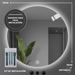 Foto 5 | Foto 5 | Espejo Led Touch Luz Cálida Circular Diámetro 50 cm Imagen Hd