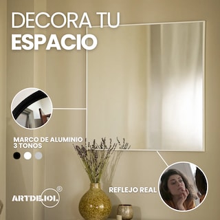 Foto 3 | Foto 3 | Espejo De Pared Cuadrado Con Marco En Aluminio Negro 70 X 70 Cm