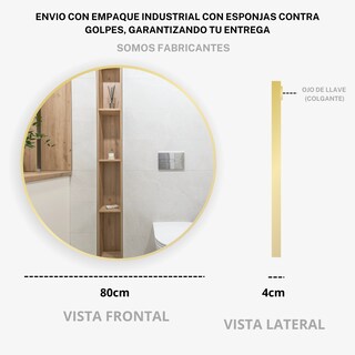 Foto 4 | Foto 4 | Espejo 80 cm Dorado Marco Metálico de Pared
