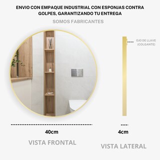 Foto 6 | Foto 6 | Espejo 40 cm Color Oro Marco de Metal