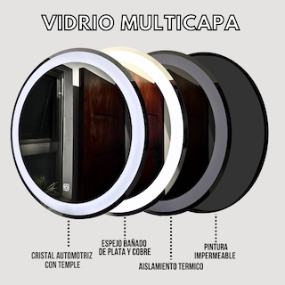 Foto 5 | Foto 5 | Espejo 60cm Luz Led Touch Esmerilado