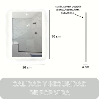 Foto 5 | Foto 5 | Espejo 50 x 70cm Luz Led Touch Dimmer para Baño
