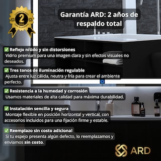 Foto 7 | Foto 7 | Espejo para Baño de Pared con Luz LED Rectangular ARD GLG 120x90 cm 3 Tonos Regulable
