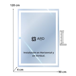 Foto 8 | Foto 8 | Espejo para Baño de Pared con Luz LED Rectangular ARD GLG 120x90 cm 3 Tonos Regulable