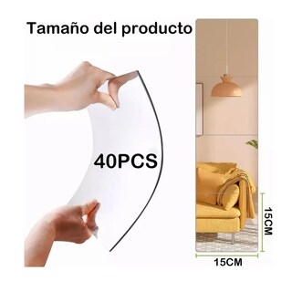 Foto 2 | Foto 2 | Juego De Espejos De Pared Acrílicos Con Pegatina Belug, 40pc Plata