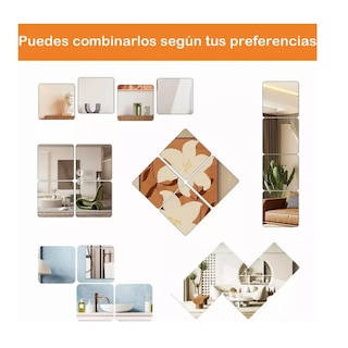 Foto 3 | Foto 3 | Juego De Espejos De Pared Acrílicos Con Pegatina Belug, 40pc Plata