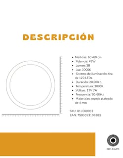 Foto 3 | Foto 3 | Espejo Vortex Con Luz Led Decorativo