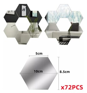 Foto 2 | Foto 2 | Pegatinas De Espejo Acrílicas Pared Extraíble Espejo 72 Pcs