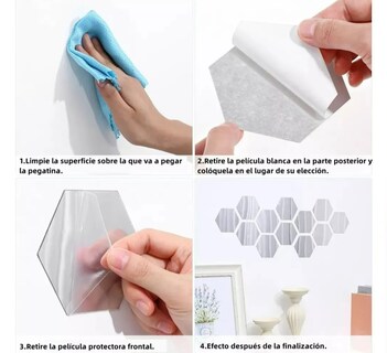 Foto 3 | Foto 3 | Pegatinas De Espejo Acrílicas Pared Extraíble Espejo 72 Pcs