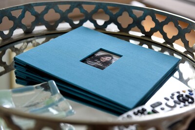Foto 2 | Foto 2 | Álbum De Fotos Para Álbumes De Recortes, Tapizado En Tela Zincada, 20 X 20 Cm, Color Azul - Venta Internacional.