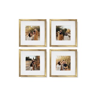 Foto 1 | Foto 1 | Set De 4 Marcos Para Fotografías Paspartú Frames Marco Dorado Con Cristal