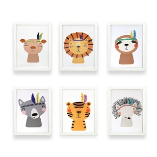 Foto 1 | Foto 1 | Set de 6 Cuadro Animalitos Apaches Paspartú Frames con Marco Blanco