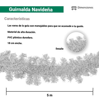 Foto 3 | Foto 3 | Guía Guirnalda Pino Navideña Color Blanco Decoración 5 Mts