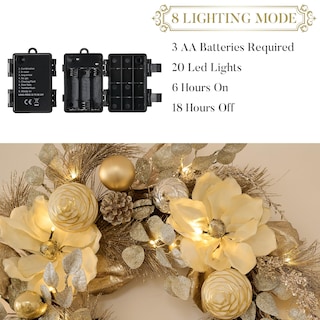 Foto 5 | Foto 5 | Corona Navideña Valery Madelyn De 60 Cm, Preiluminada, Con Luces Y Adornos - Venta Internacional.
