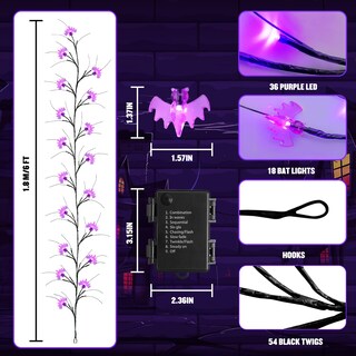 Foto 6 | Foto 6 | Guirnalda De Halloween Jmexsuss De 1,8 M Con 54 Luces Led De Murciélagos Morados - Venta Internacional.