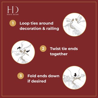 Foto 3 | Foto 3 | Corbatas Retorcidas Decorativas Haute Decor, 20 Cm, 6 Unidades (rojas Y Blancas) - Venta Internacional.