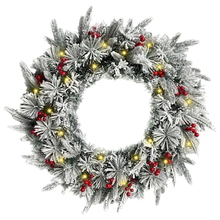 Foto 1 | Foto 1 | Corona De Navidad 50cm Iluminada Nevada Con Berries Y Ramas Premium Cerise Con 3 Tipos De Rama Pe, Pine Y Pvc Guirnalda Luces