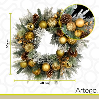 Foto 6 | Foto 6 | Corona De Navidad 60cm Sparkle Premium Iluminada Guirnalda Navideña Luces Led Nevada Piñas Berries Y Esferas Doradas