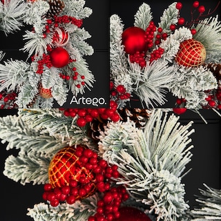 Foto 4 | Foto 4 | Corona De Navidad 60cm Jingle Premium Iluminada Guirnalda Navideña Luces Led Nevada Piñas Berries Y Esferas Rojas