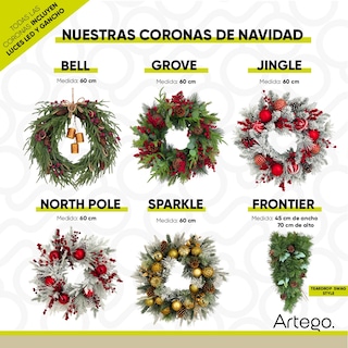 Foto 8 | Foto 8 | Corona De Navidad 60cm Grove Premium Iluminada Guirnalda Navideña Luces Led Natural Piñas Berries Rojas Follaje Verde