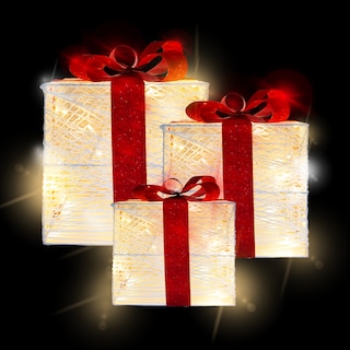 Foto 7 | Foto 7 | Caja De Regalo Con Luz Led 3 Piezas Decoración Navideña Regalos Con Luces Decorativas Base Metalica