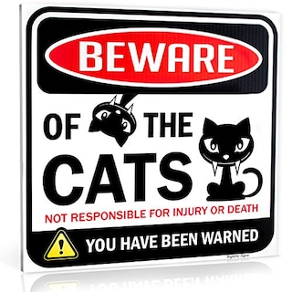 Foto 1 | Foto 1 | Cartel Bigtime Signs Beware Of Gats, Divertido Adorno Para Gatos, 30 X 30 Cm - Venta Internacional.