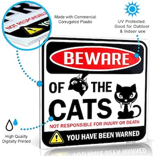 Foto 3 | Foto 3 | Cartel Bigtime Signs Beware Of Gats, Divertido Adorno Para Gatos, 30 X 30 Cm - Venta Internacional.