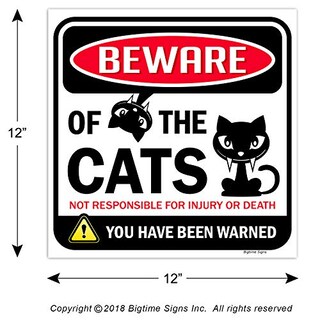 Foto 5 | Foto 5 | Cartel Bigtime Signs Beware Of Gats, Divertido Adorno Para Gatos, 30 X 30 Cm - Venta Internacional.