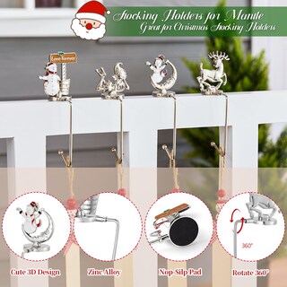 Foto 3 | Foto 3 | Juego de 4 Soportes Para Calcetines Navideños Minetom Aleación Plateada - Venta Internacional