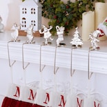 Juego De 6 Soportes Para Calcetines Navideños Minetom, Aleación Plateada - Venta Internacional.