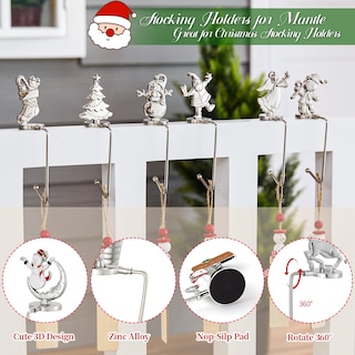 Foto 2 | Foto 2 | Juego De 6 Soportes Para Calcetines Navideños Minetom, Aleación Plateada - Venta Internacional.