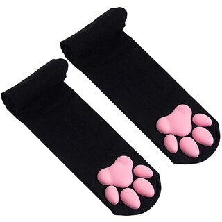 Foto 1 | Foto 1 | Calcetines Hasta El Muslo Huoguo Bonita Almohadilla Para Patas De Gato Algodón Rosa - Venta Internacional.